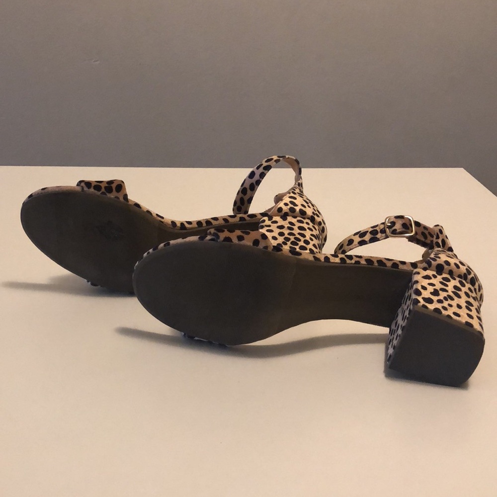 Velvet Leopard Low Block Heeled Sandals - Picture 5 of 6